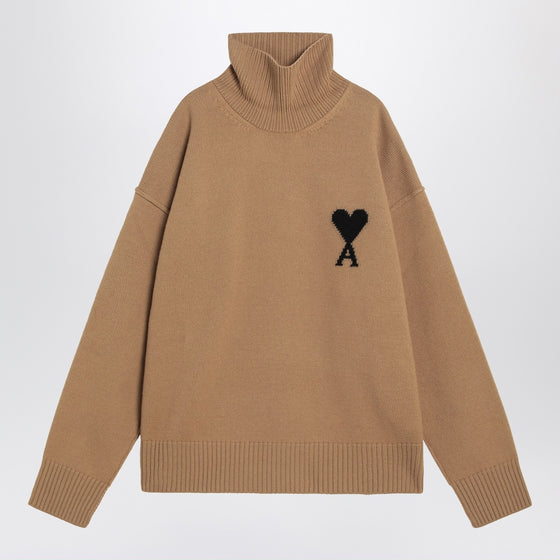 Ami Paris Camel Ami De Coeur turtleneck sweater