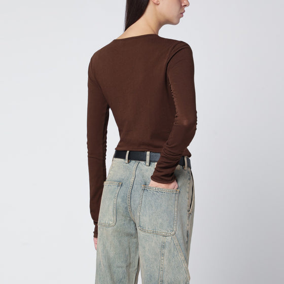 Entire Studios Brown crewneck cotton-blend top