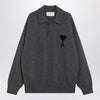 Ami Paris Grey polo-style Ami De Coeur sweater