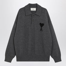  Ami Paris Grey polo-style Ami De Coeur sweater
