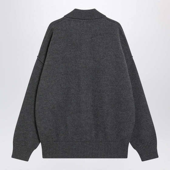 Ami Paris Grey polo-style Ami De Coeur sweater