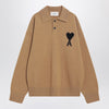 Ami Paris Camel-coloured Ami De Coeur polo sweater