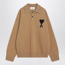  Ami Paris Camel-coloured Ami De Coeur polo sweater
