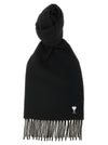 Ami Paris Quota Scarf With Adc Embroidery And Fringes