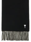 Ami Paris Quota Scarf With Adc Embroidery And Fringes