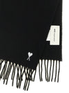 Ami Paris Quota Scarf With Adc Embroidery And Fringes