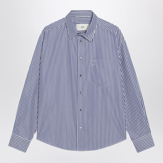 Ami Paris Ami De Coeur striped shirt in white and blue