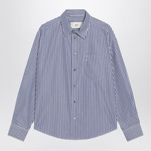  Ami Paris Ami De Coeur striped shirt in white and blue