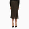 Vince Black and beige viscose midi skirt