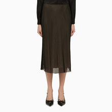  Vince Black and beige viscose midi skirt