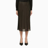 Vince Black and beige viscose midi skirt