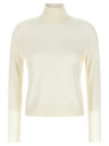 Vince White Silk And Cashmere Turtleneck Sweater