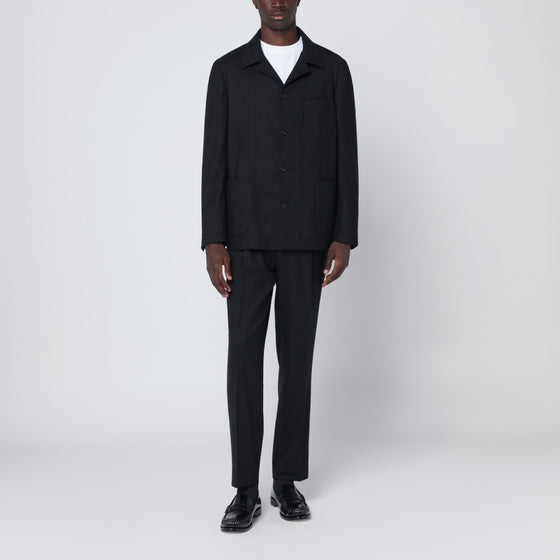 Santaniello Black single-breasted suit in wool blend