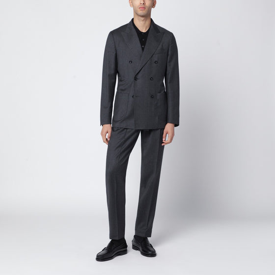 Santaniello Grey pinstripe double-breasted wool suit