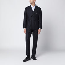  Santaniello Blue double-breasted suit in wool and cashmere