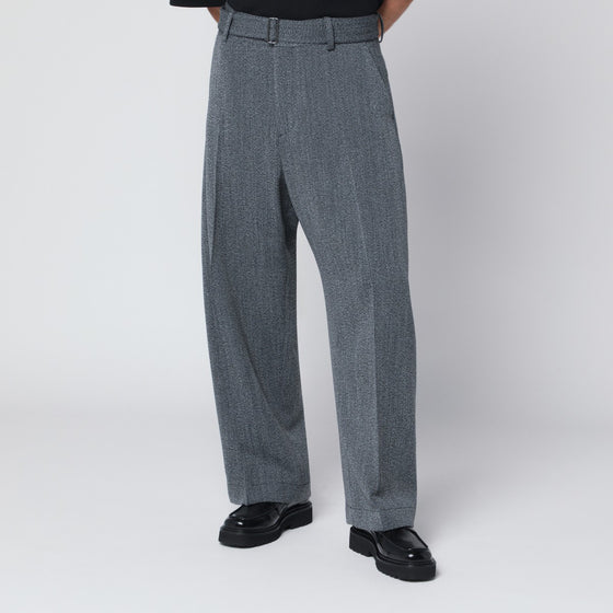 STUDIO NICHOLSON Black and white patterned wool trousers