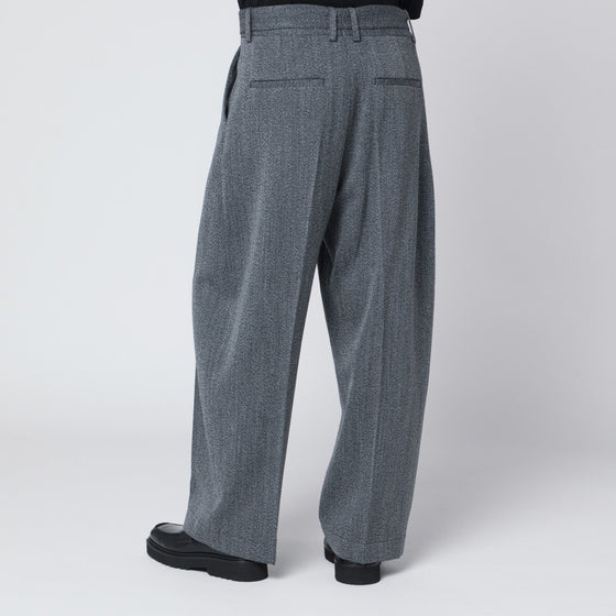STUDIO NICHOLSON Black and white patterned wool trousers