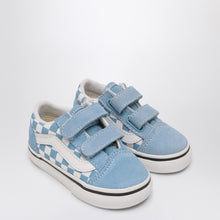  VANS White/Blue Old Skool Sneakers with Check Pattern