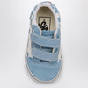 VANS White/Blue Old Skool Sneakers with Check Pattern