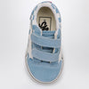 VANS White/Blue Old Skool Sneakers with Check Pattern