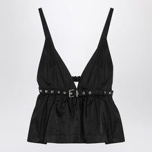  GANNI Black duchesse top with strap