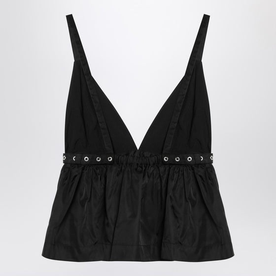 GANNI Black duchesse top with strap