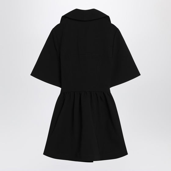 GANNI Black mini dress in crêpe