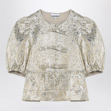  GANNI Gold/silver blouse with bows