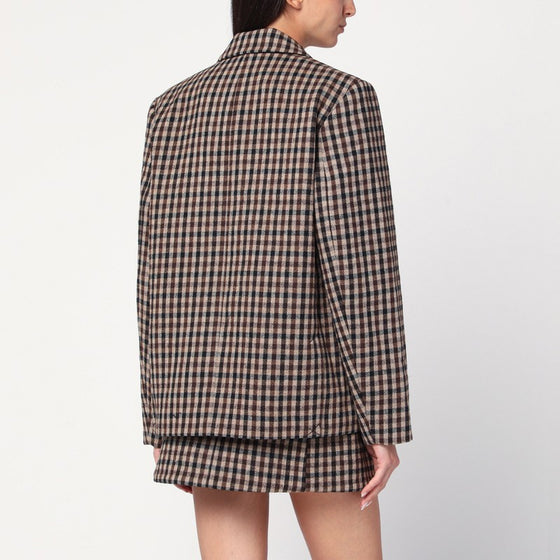 GANNI Checked wool blazer