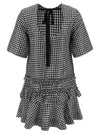 Ganni Crinkled Check Mini Dress
