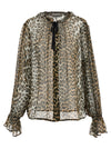 Ganni Leopard Print Chiffon Tie String Shirt