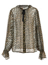 Ganni Leopard Print Chiffon Tie String Shirt