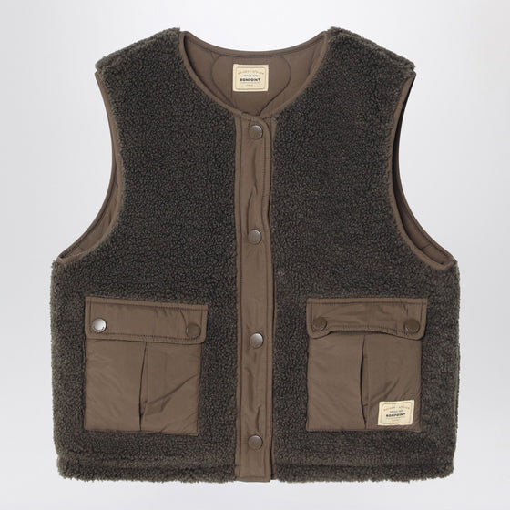 Bonpoint Reversible teddy and nylon brown gilet