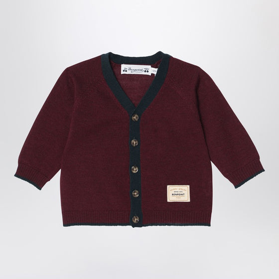 Bonpoint Burgundy wool cardigan