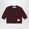 Bonpoint Burgundy wool cardigan