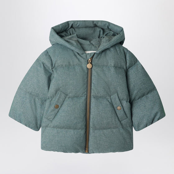 Bonpoint Bozen teal zip-up down jacket