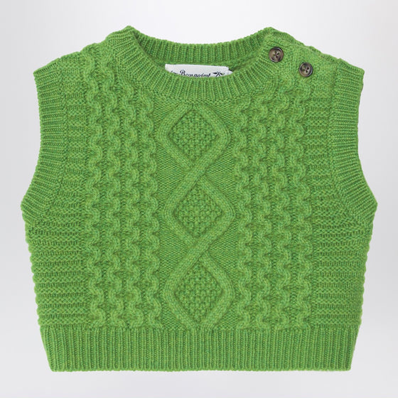 Bonpoint Green wool-blend cable-knit gilet