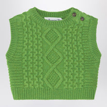  Bonpoint Green wool-blend cable-knit gilet