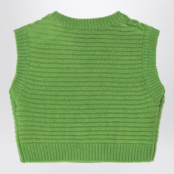 Bonpoint Green wool-blend cable-knit gilet