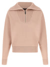 Perfect Moment Pink Merino Wool Half-zip Sweater