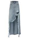 Vetements Destroyed Denim Maxi Skirt Skirt