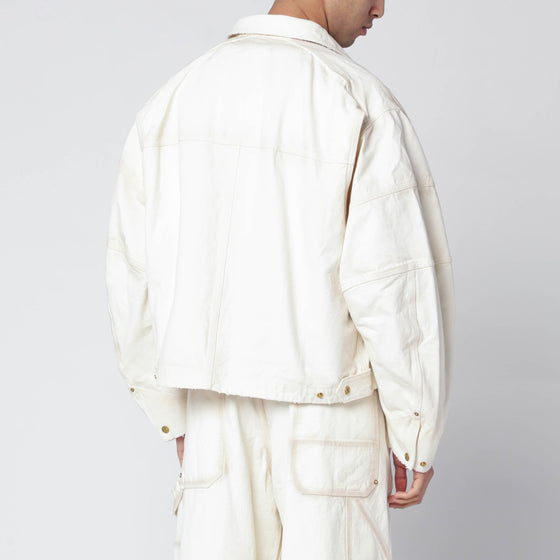 Willy Chavarria Stockton white washed-effect zip jacket