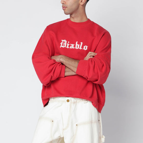 Willy Chavarria Diablo Hooligan red vintage-effect sweatshirt