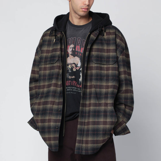 Willy Chavarria Ganadero olive green double-layer shirt