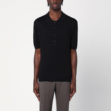  Tagliatore Black silk-blend polo shirt