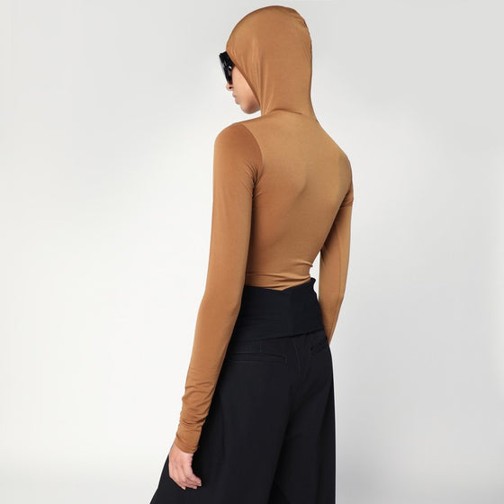 DARKPARK Billie hooded top in caramel colour