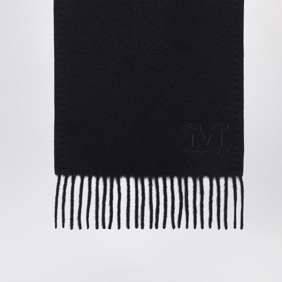 Max Mara Black camel scarf with Monogram embroidery