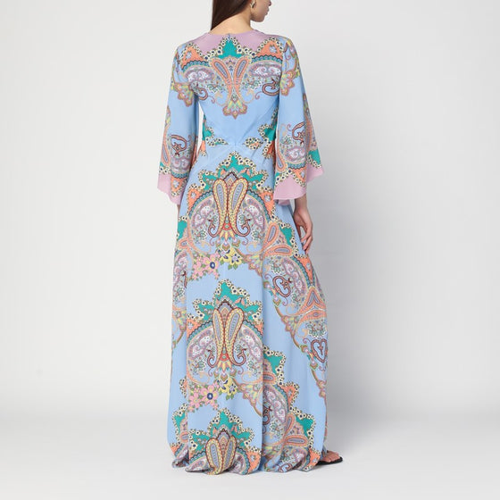 ETRO Long blue dress with Paisley print