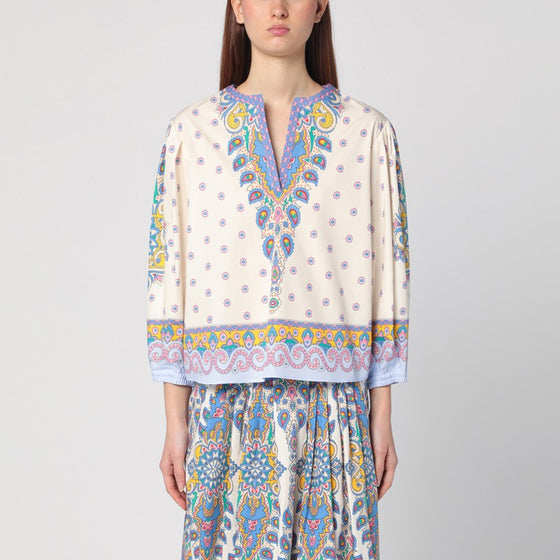 ETRO Printed cotton blouse with balloon sleeves