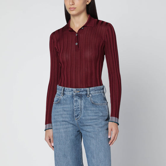 ETRO Ribbed burgundy polo